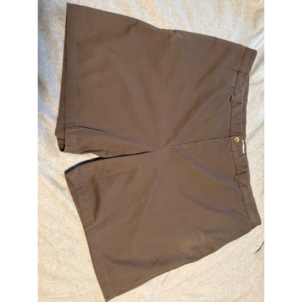 HB Mens Brown Cotton Chino Shorts Size 52R Flat Front Straight Leg Casual